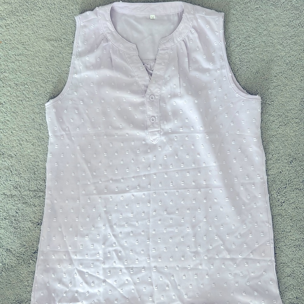 Light Purple Swiss Dot Sleeveless Tunic